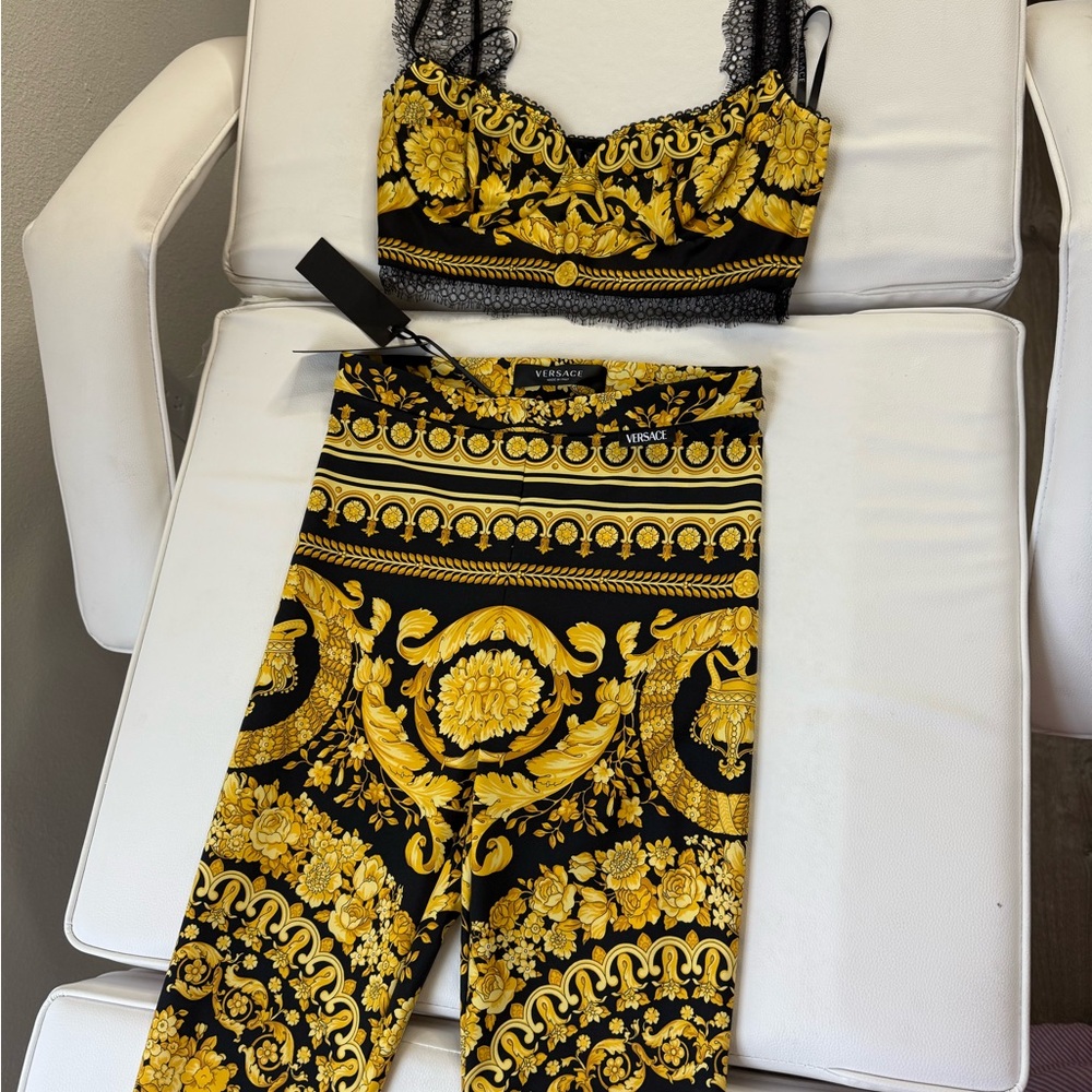 Versace Gold and Black Baroque Bralette